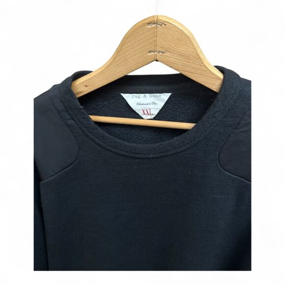 Rag and Bone Handmade Patch Black Sweatshirt Sz XXL - Picture 5 of 6